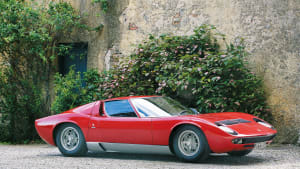 a red classic Lamborghini