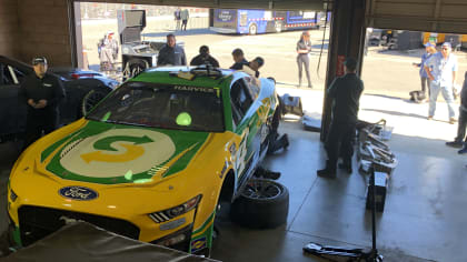 a look inside the garage of NASCAR racer Harvick