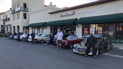 image of the lineup of cars at San Gabriel Cars And Coffee on October 29th 2022