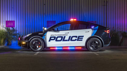 Image of the Tesla police car in use by South Pasadena
