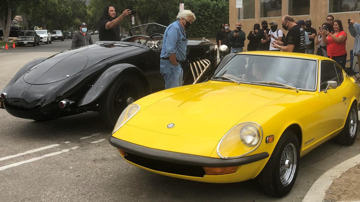 Jay Leno checking out the Nissan Zs at the event.