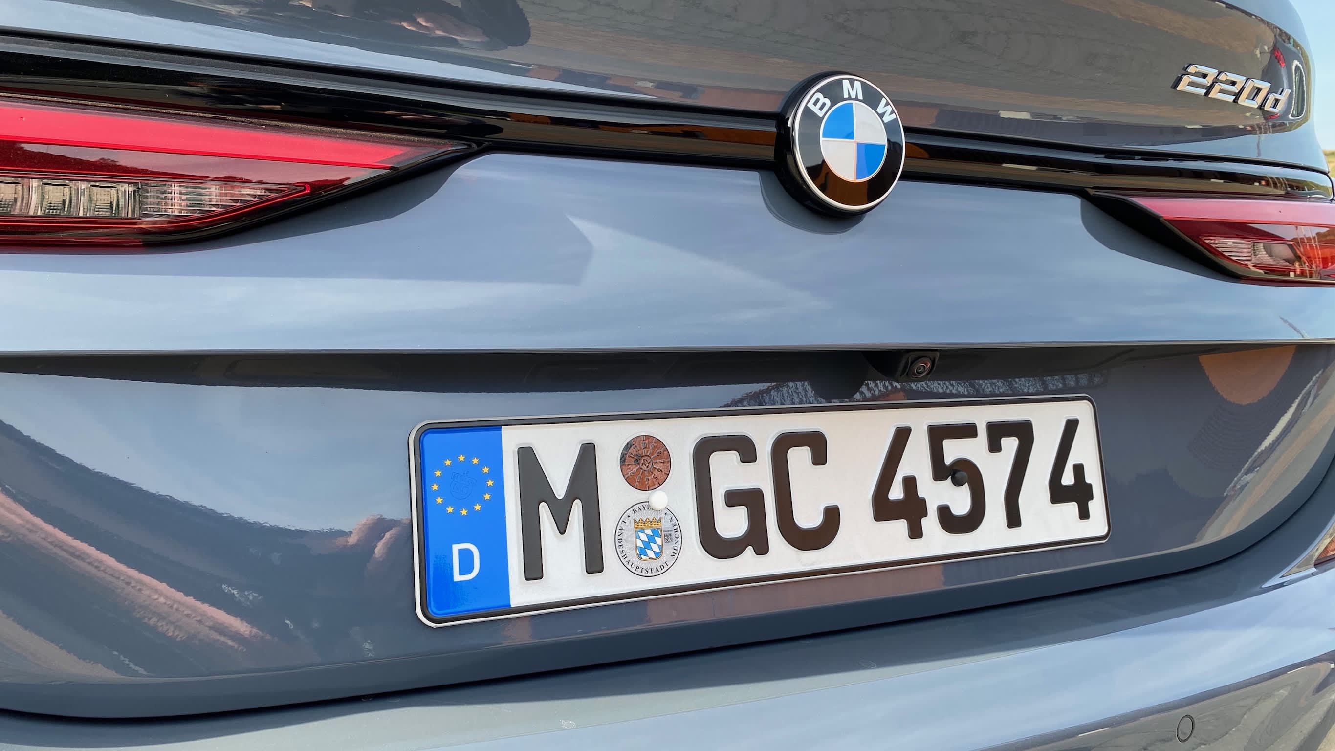 closeup shot of the BMW 2 rear with german license plates.