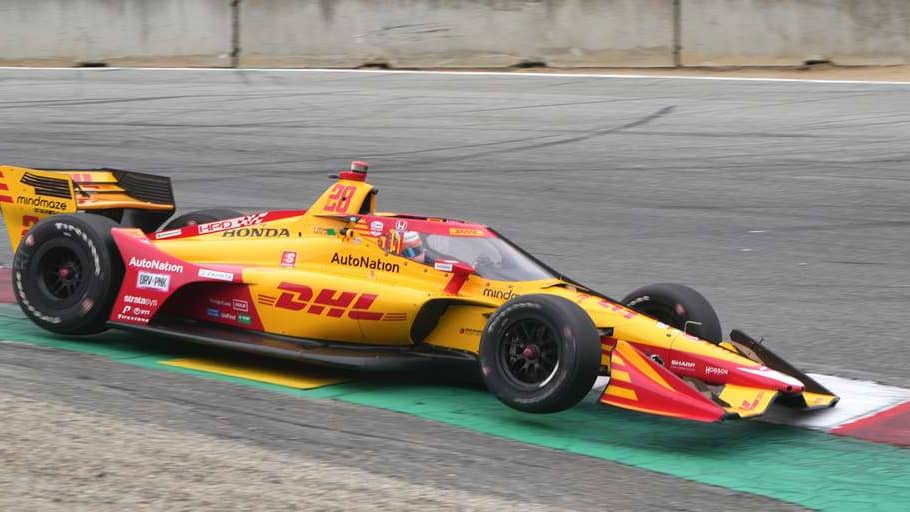 image of the races at the 2022 Firestone Grand Prix of Monterey IndyCar, at WeatherTech Laguna Seca.