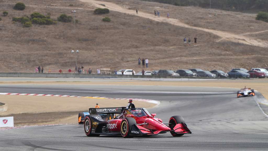Will Power coming through a turn at the Grand Prix Monterey 2022