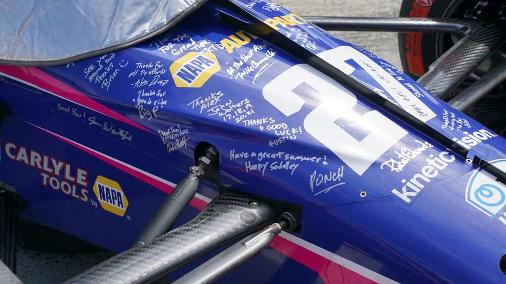 image of Alexander Rossi's race car after his last race with Andretti Autosport.