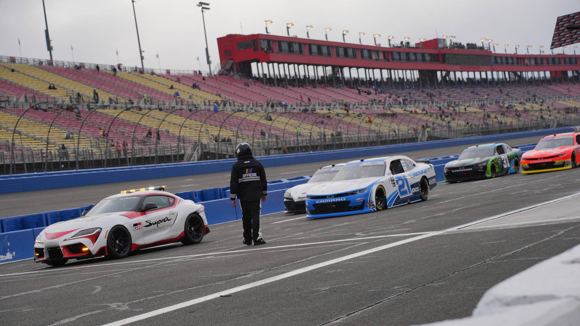 image of the starting lineup at NASCAR Fontana