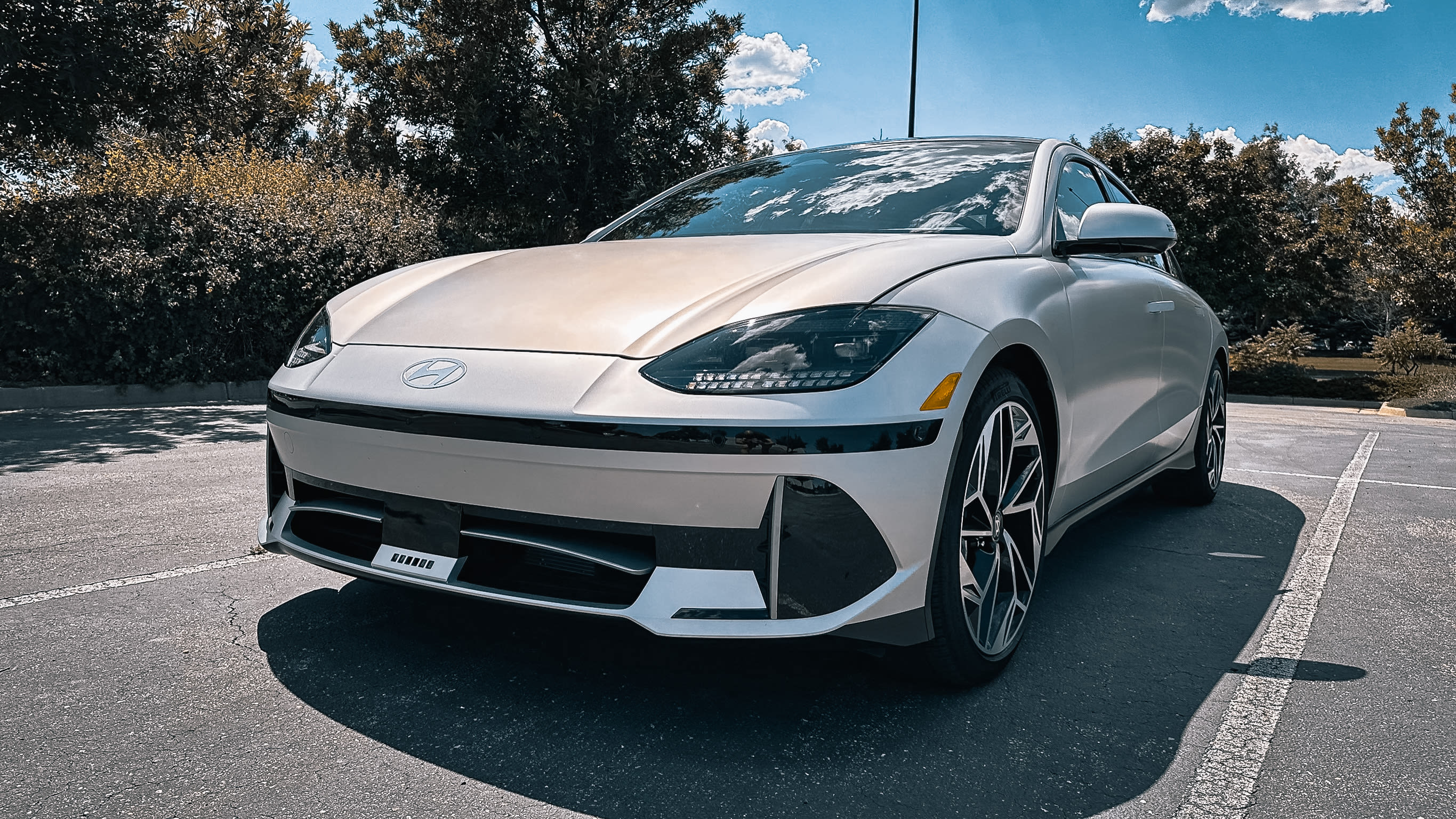 exterior front and side of a silver 2023 Hyundai Ioniq 6