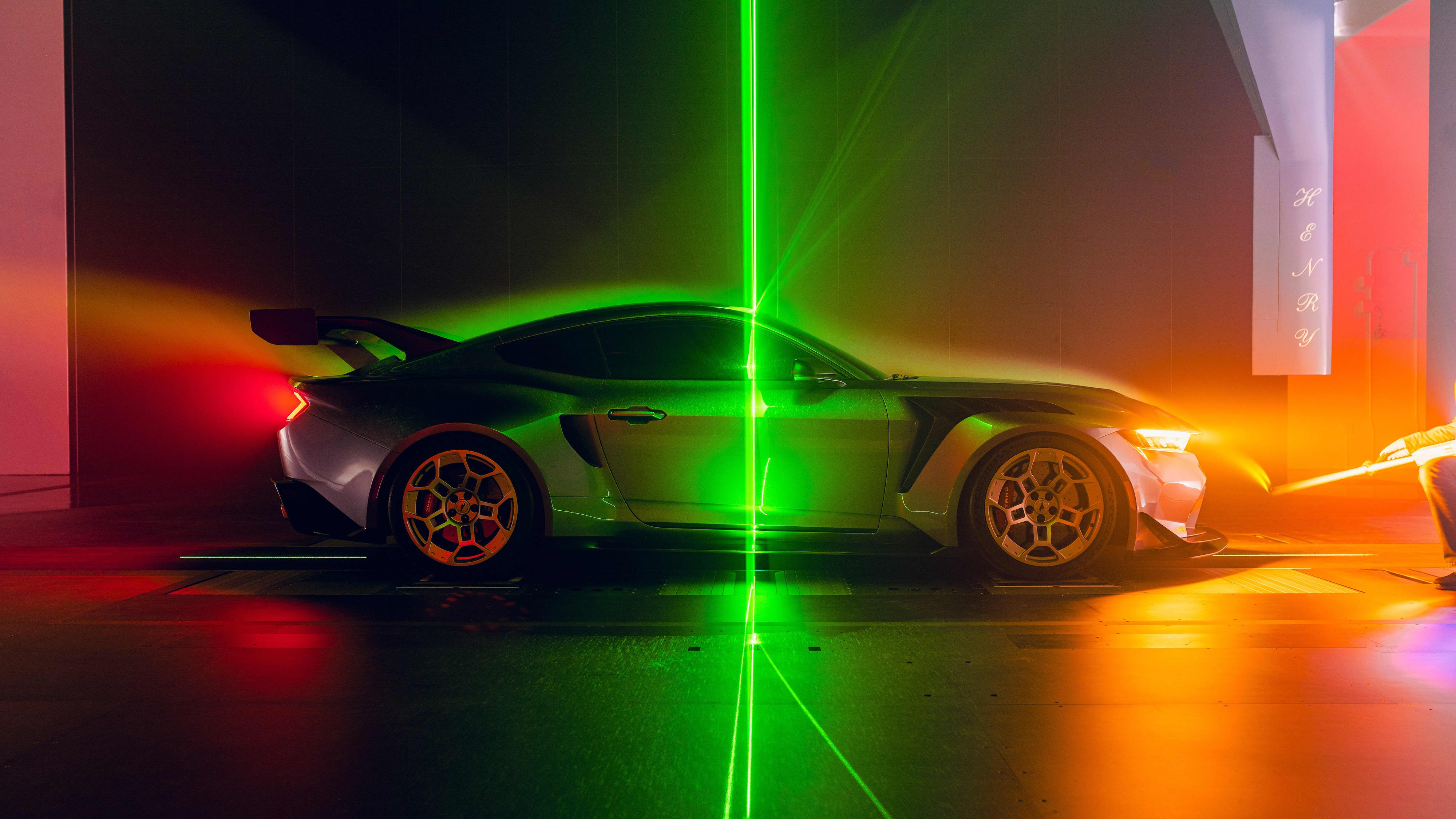 image of the Ford Mustang GTD in a wind tunnel