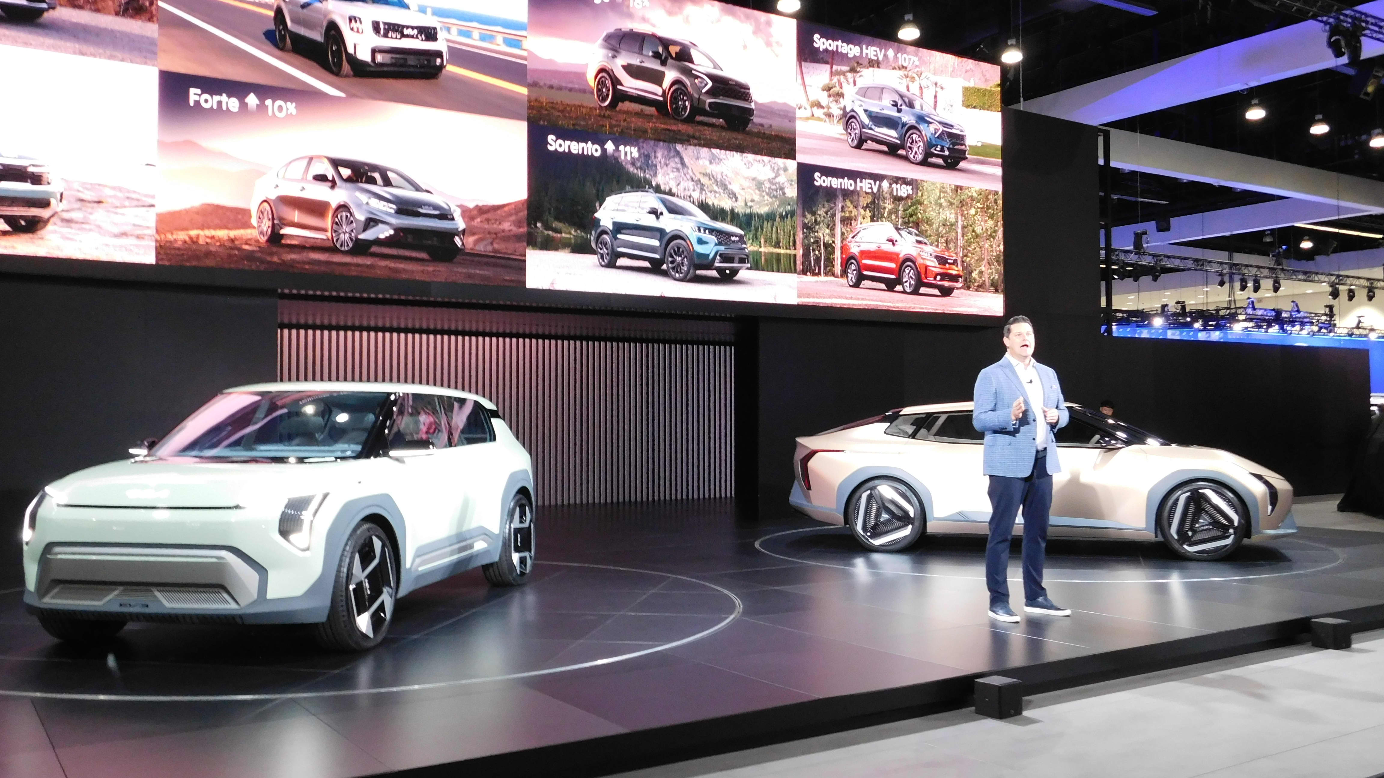 the Kia stage at the 2023 LA Auto Show