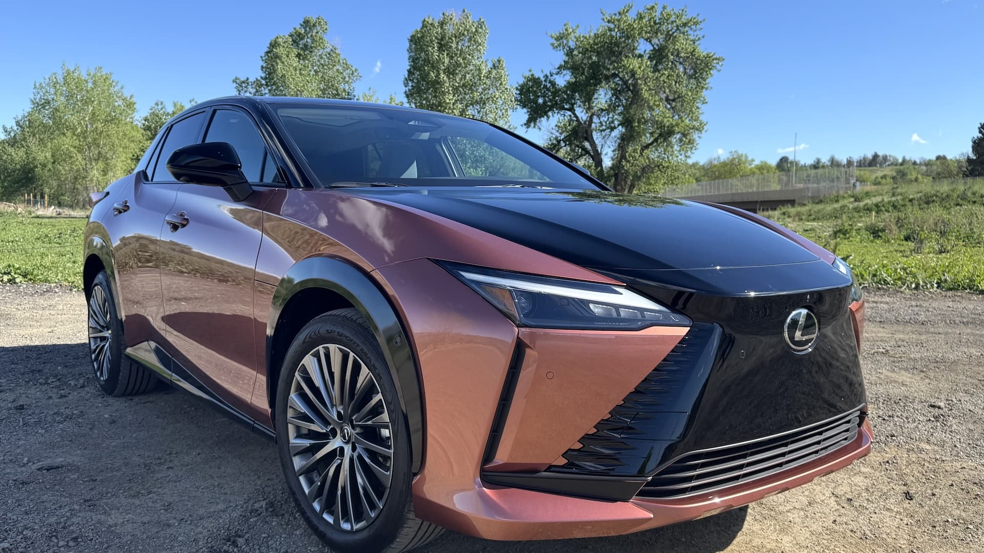 Exterior of a Lexus RZ seen from the front