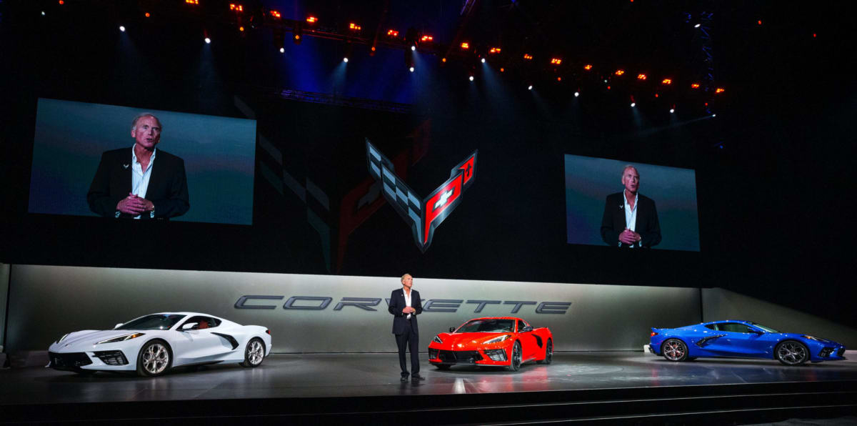 Corvette Executive Chief Engineer Tadge Juechter introduces the 2020 Chevrolet Corvette Stingray Thursday, July 18, 2019 in Tustin, California. (Photo by Dan MacMedan for Chevrolet)