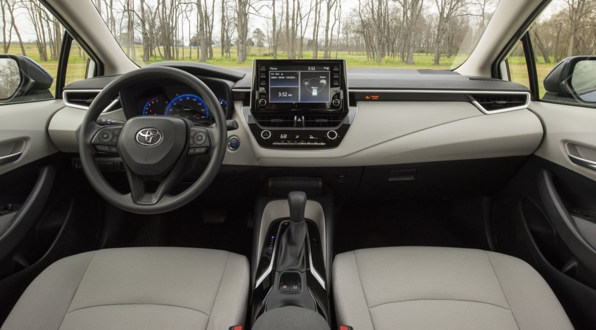 Toyota Corolla Hybrid interior sports soft-touch materials within typical touching distance.
