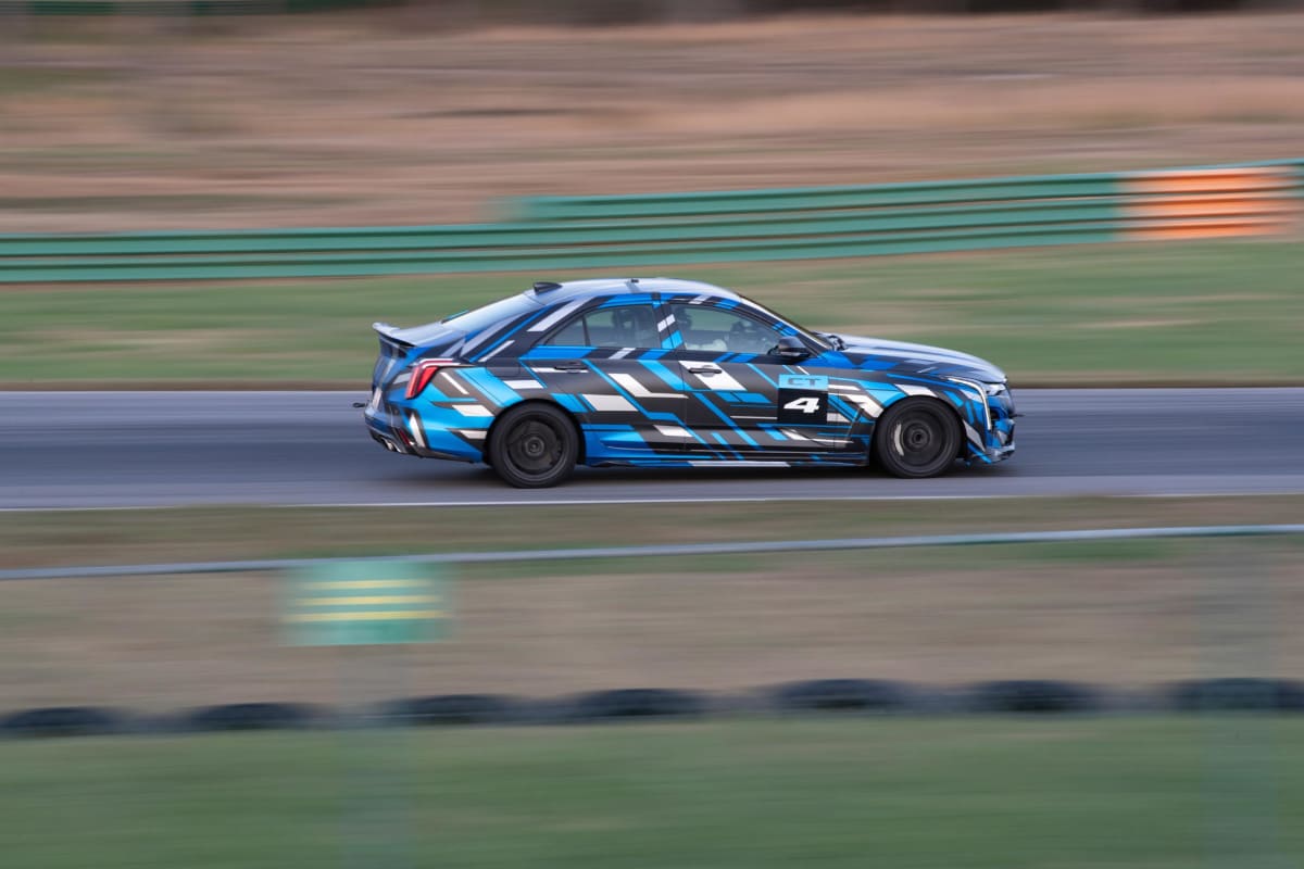 This spy shot of the CT4-V Blackwing shows the high-performance sedan putting in work at the track.