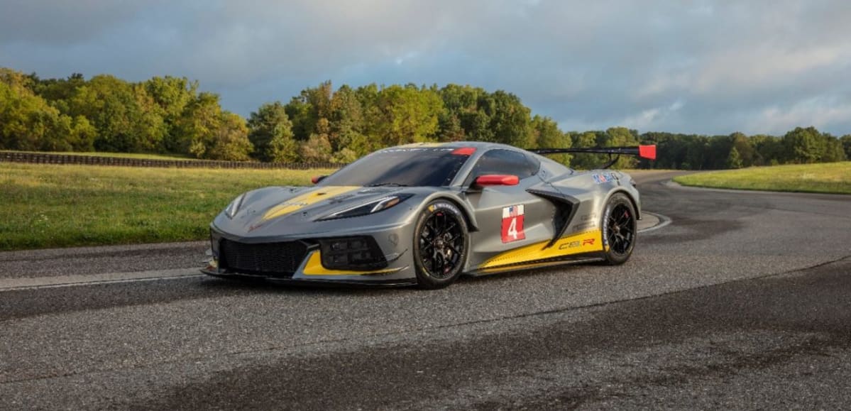 The new mid-engine Corvette race car, known as the C8.R.