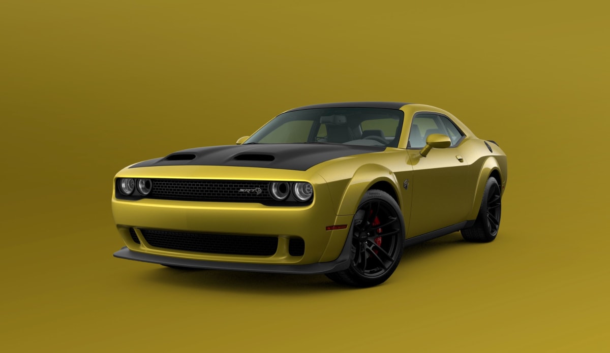 2021 Dodge Challenger SRT Hellcat Widebody shown in Gold Rush exterior paint color.