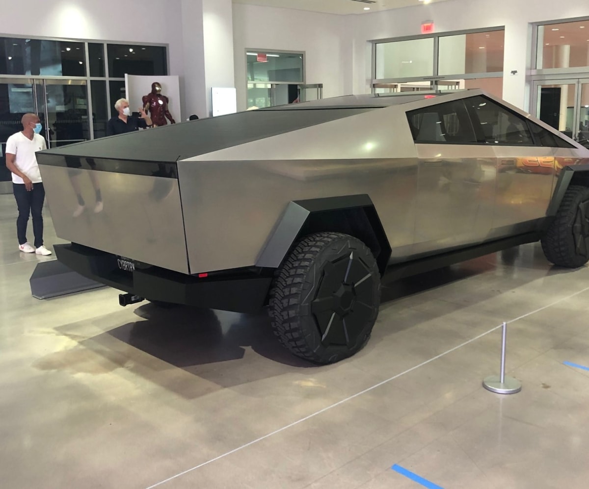 Tesla Cybertruck makes public debut at the Petersen Automotive Museum. (Rowlands)