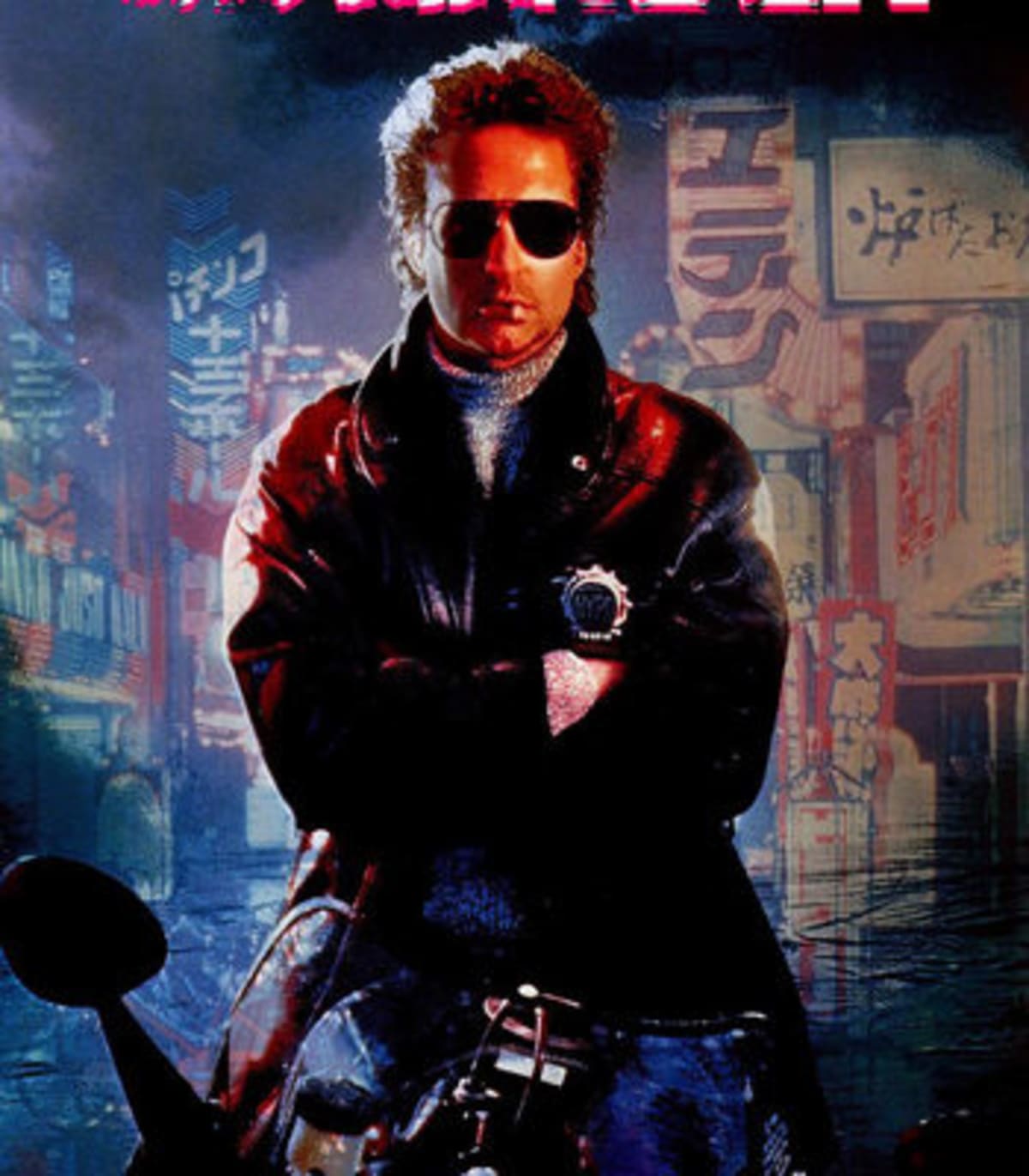 Is that a Suzuki or Harley that Michael Douglas is riding on? Poster from “Black Rain” (Paramount Pictures)