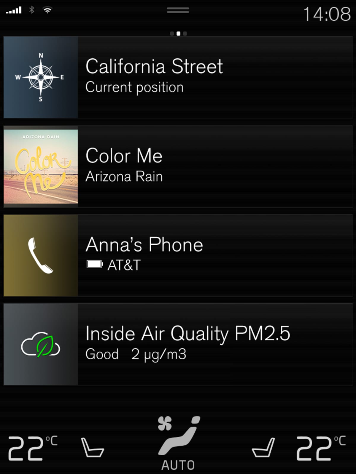 Volvo models equipped with the Clean Air Technology display live PM 2.5 readings inside the cabin.