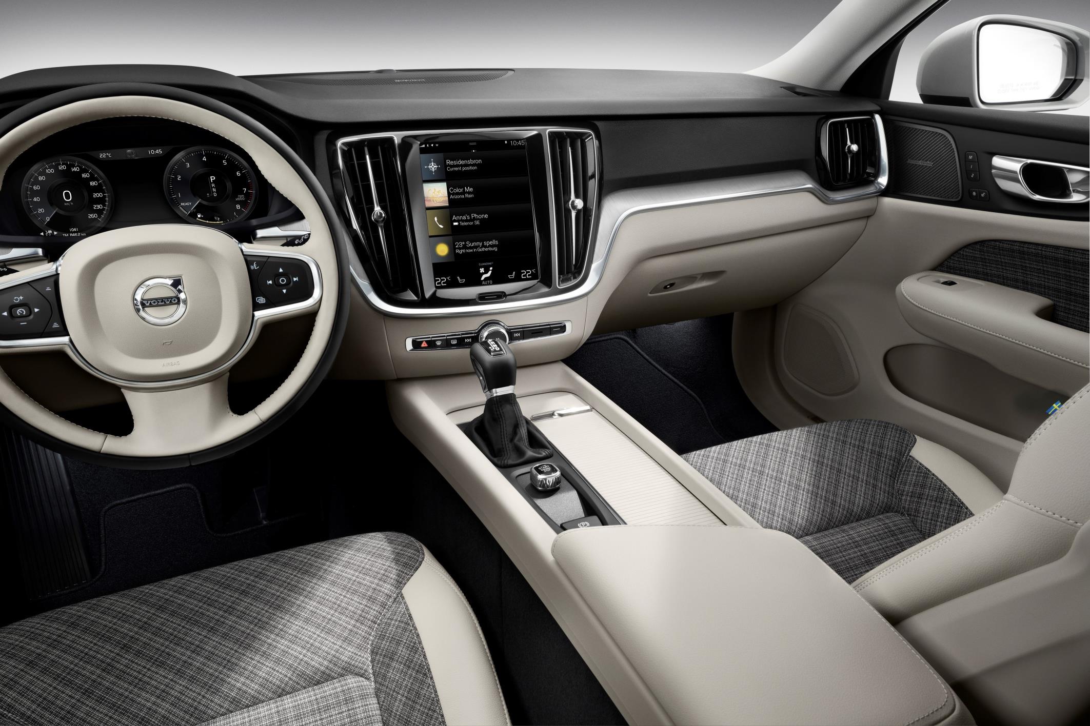 front seat of the Volvo V60 interior