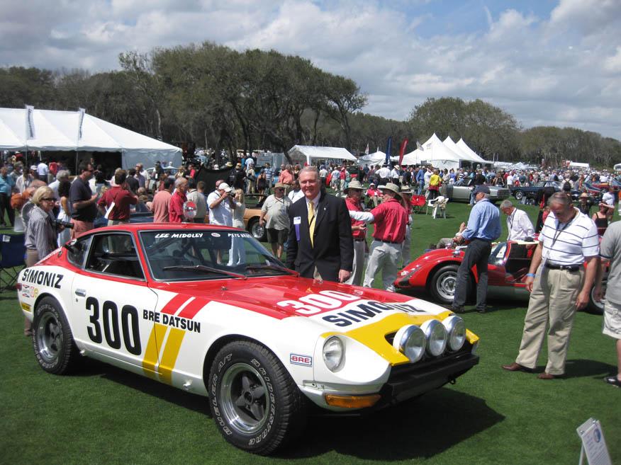 2009. Peter Brock with #300, the first time a Datsun 240Z was invited to the prestigious Amelia Island Concours D’Elegance.