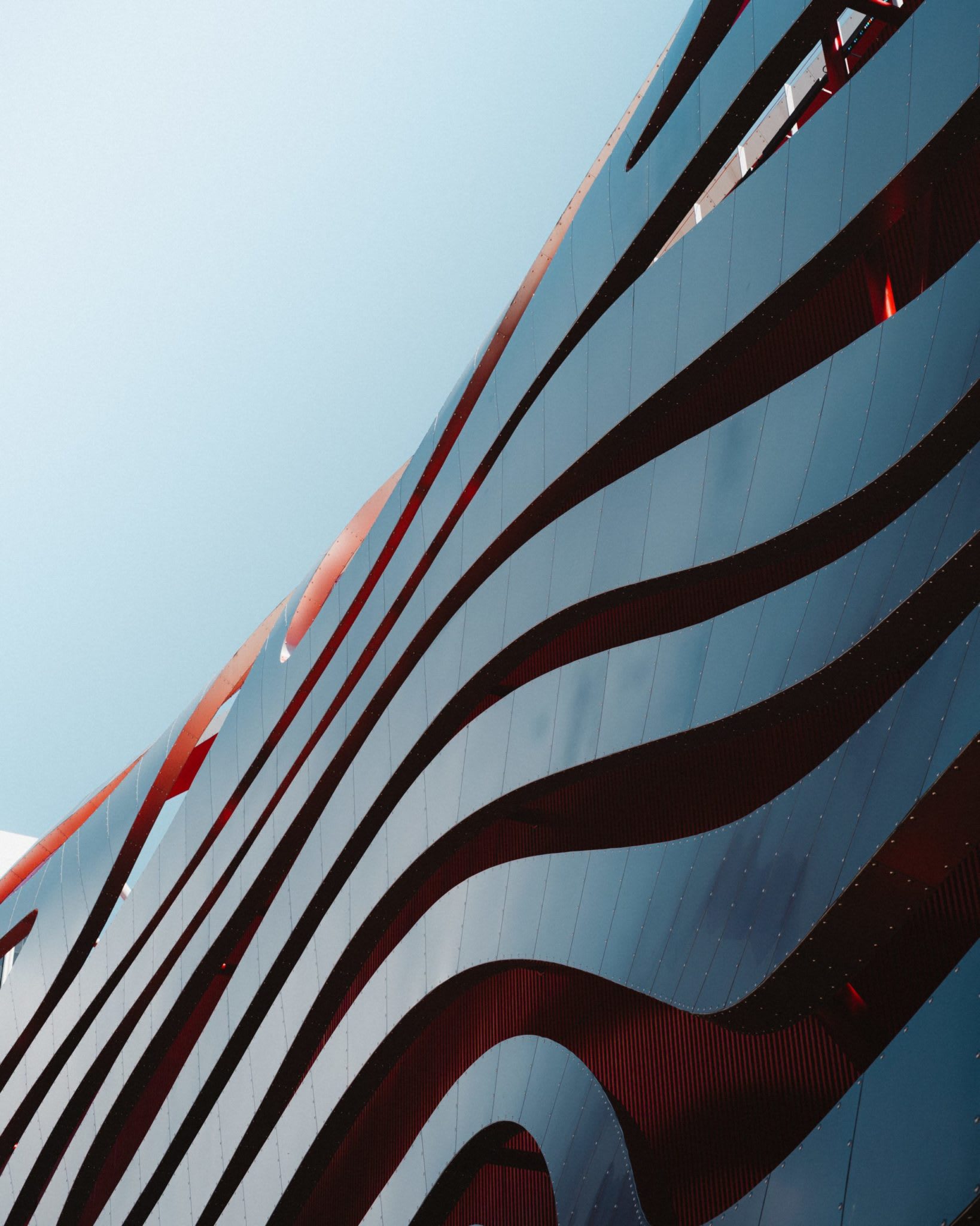 The facade of the Petersen Automotive Museum