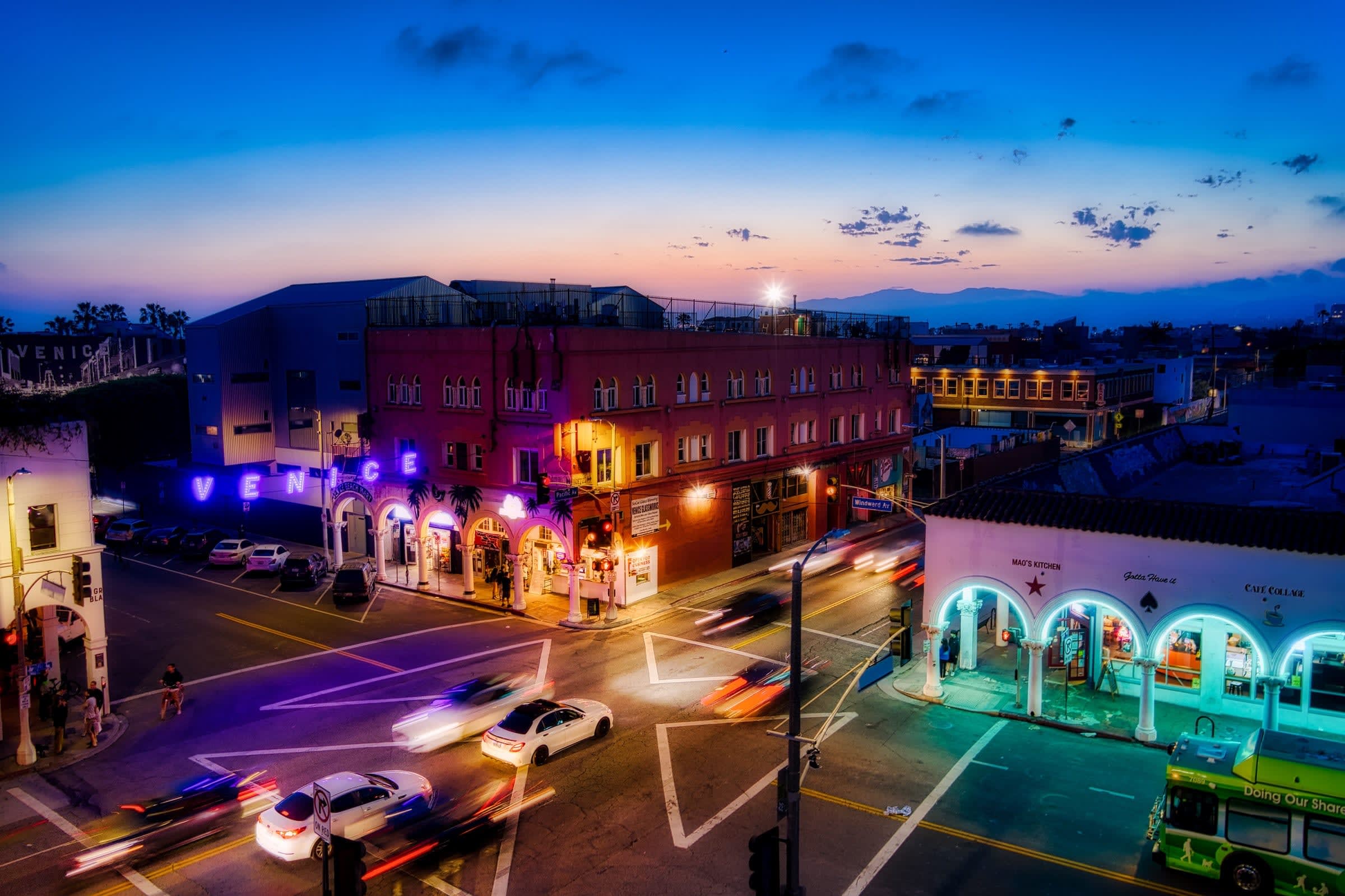 venice neon town cars long exposure car attractions in los angeles.