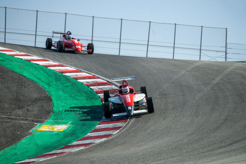 image of race driver student in action at Laguna Seca