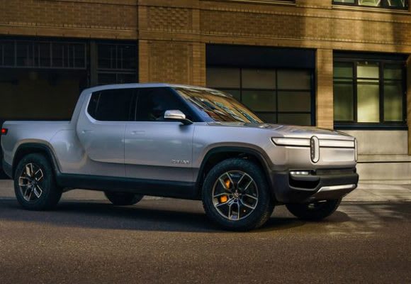 Rivian R1T pickup truck - silver of course