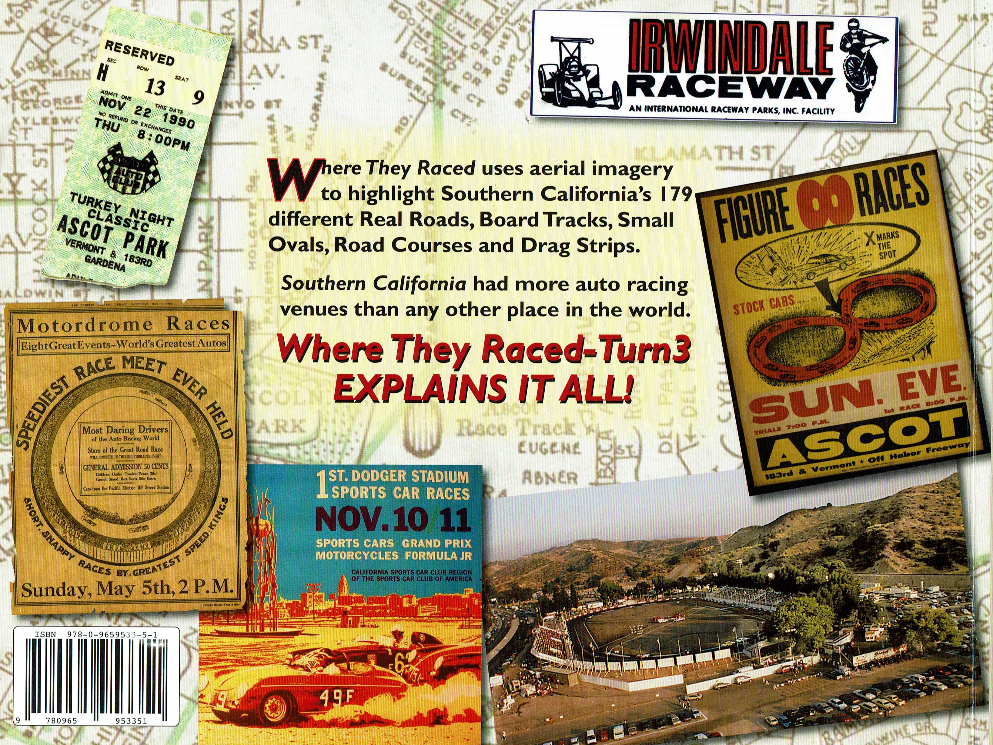 rear cover of the book "Where They Raced - Turn 3" by Harold Osmer