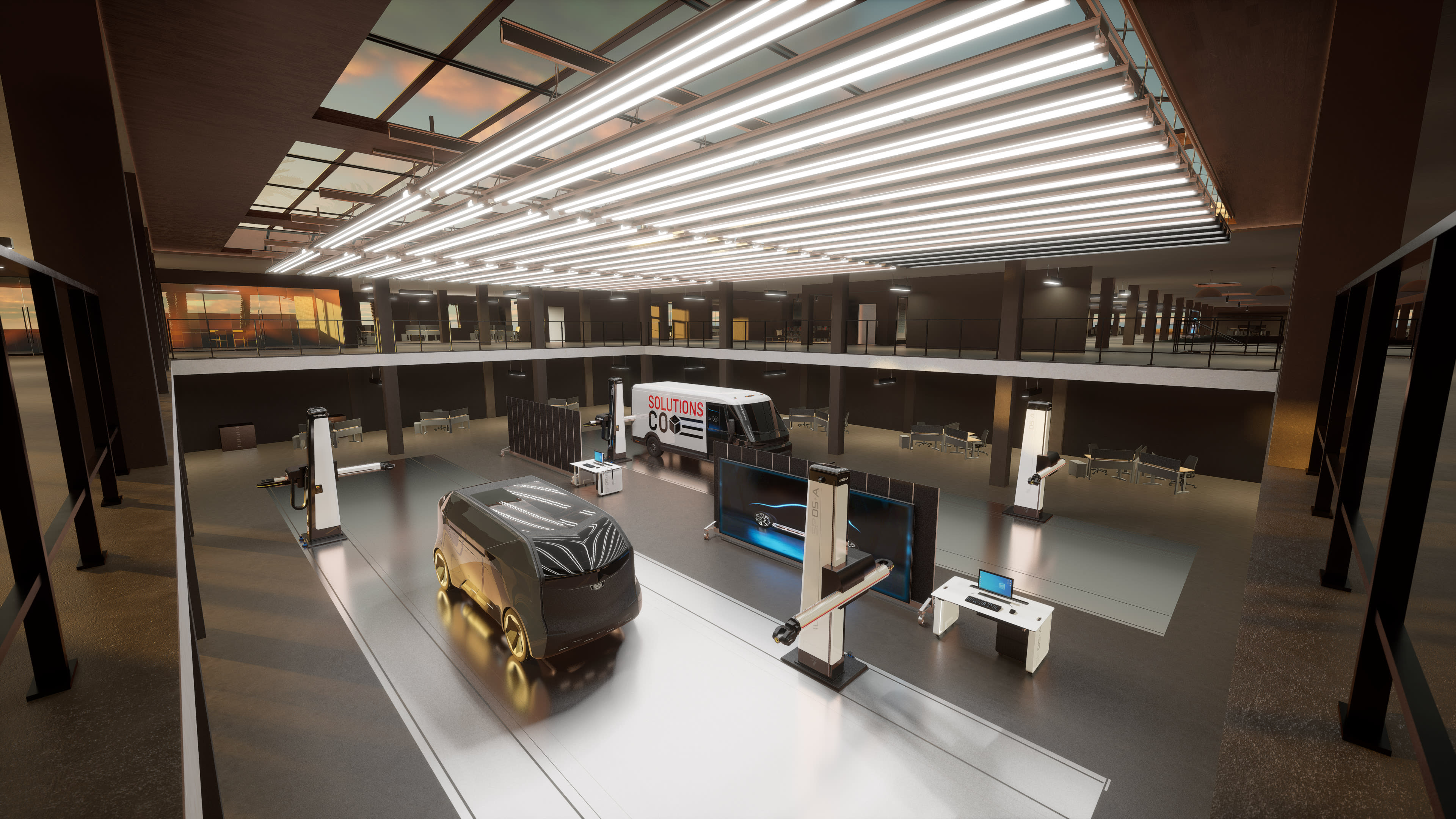 rendering of the interior of the General Motors Advanced Design Center in Los Angeles