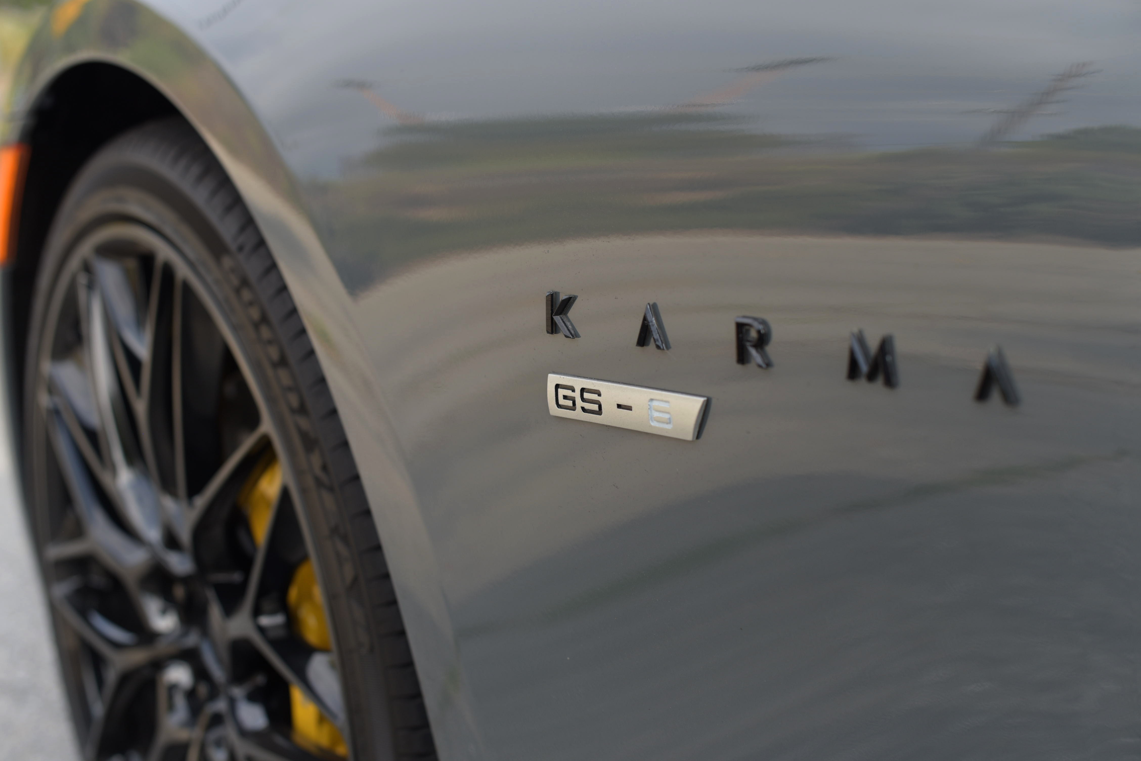 close-up image of the Karma GS-6 badge on the left side of a Karma GS-6