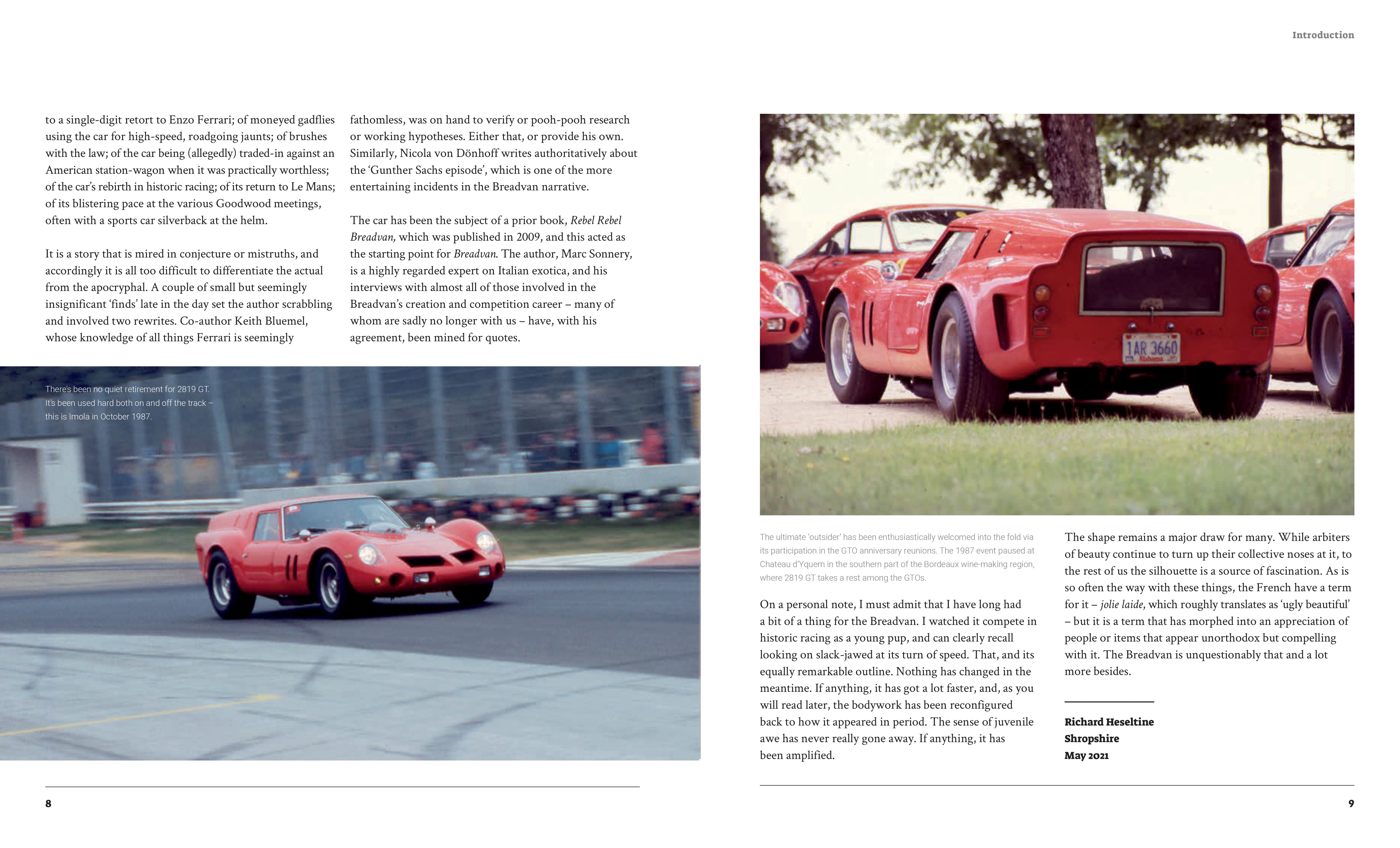 pages 8 and 9 from the book "Breadvan - A Ferrari To Beat The GTO"