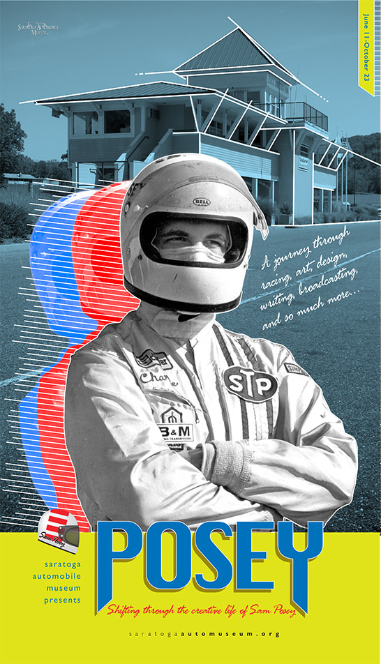 poster for the exhibition "Posey" at the Saratoga Automobile Museum