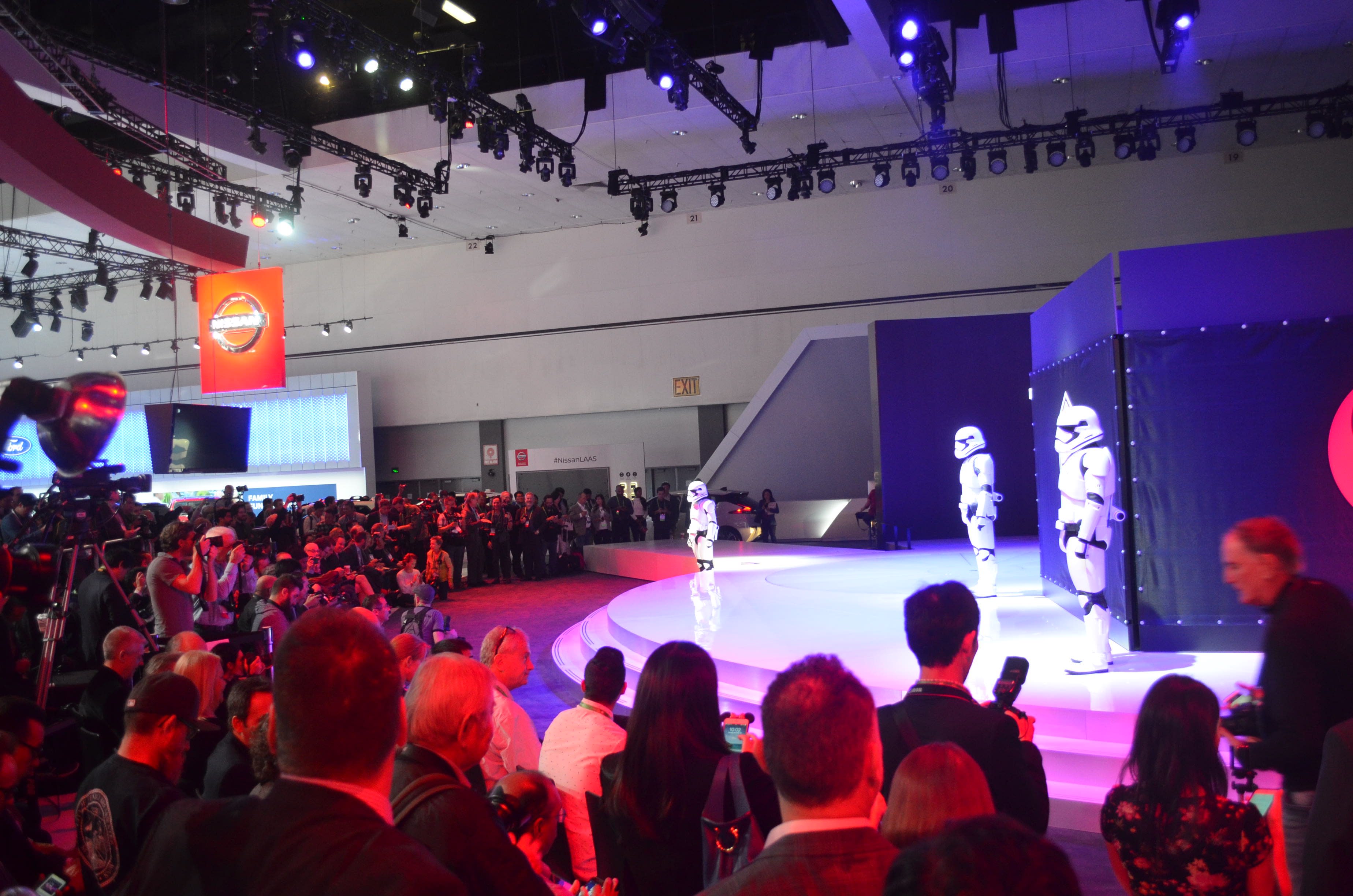 image of Storm Troopers on stage at the 2017 Los Angeles Auto Show