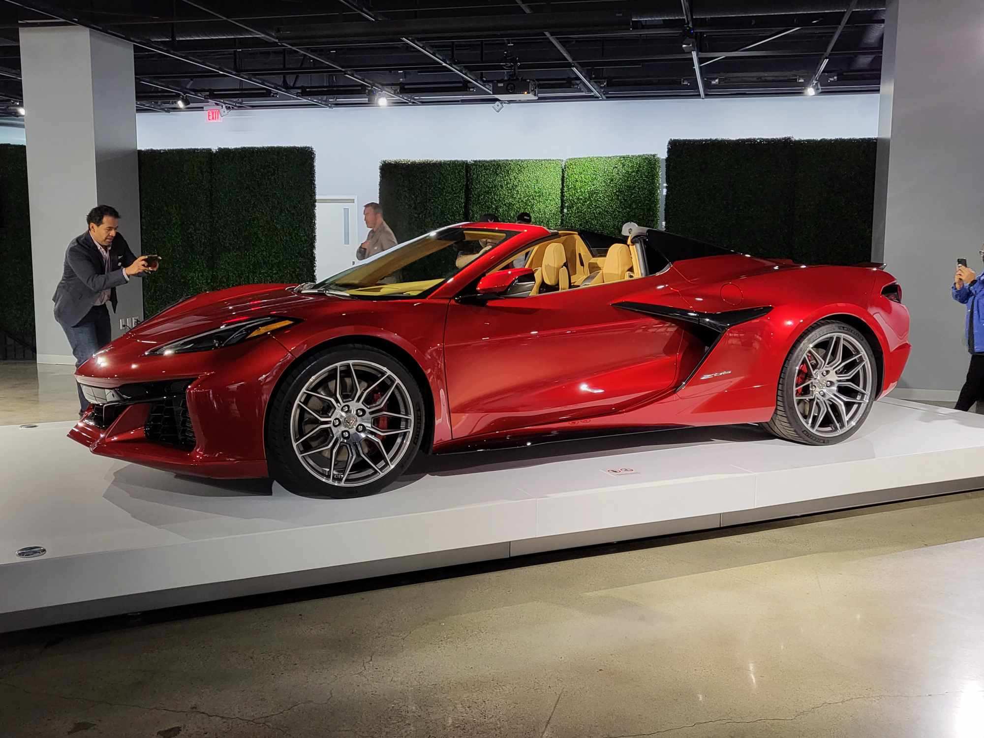 A red 2023 Chevrolet Corvette Z06 on display at The Petersen