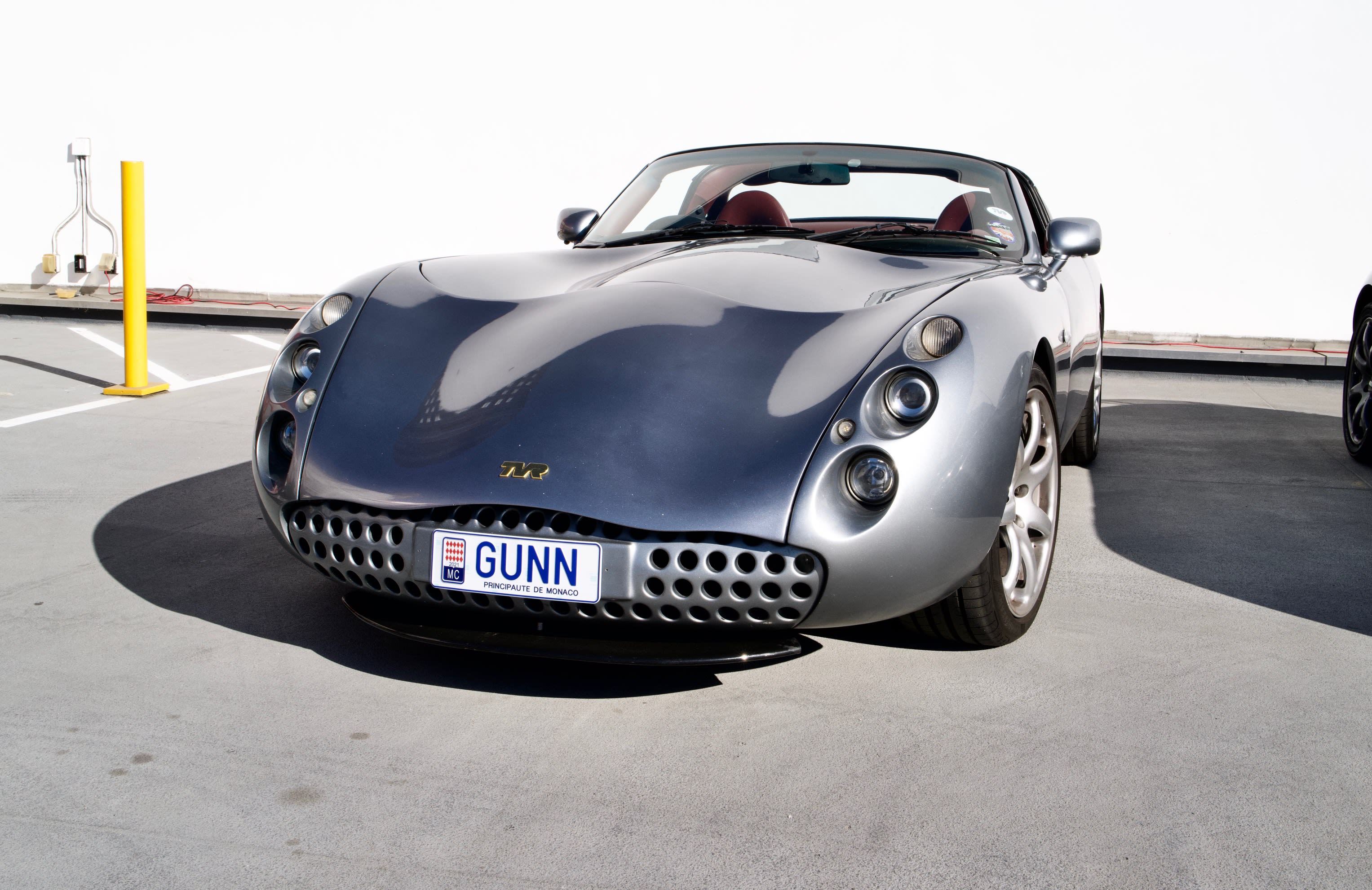 gray classic automobile at the Petersen in Los Angeles.