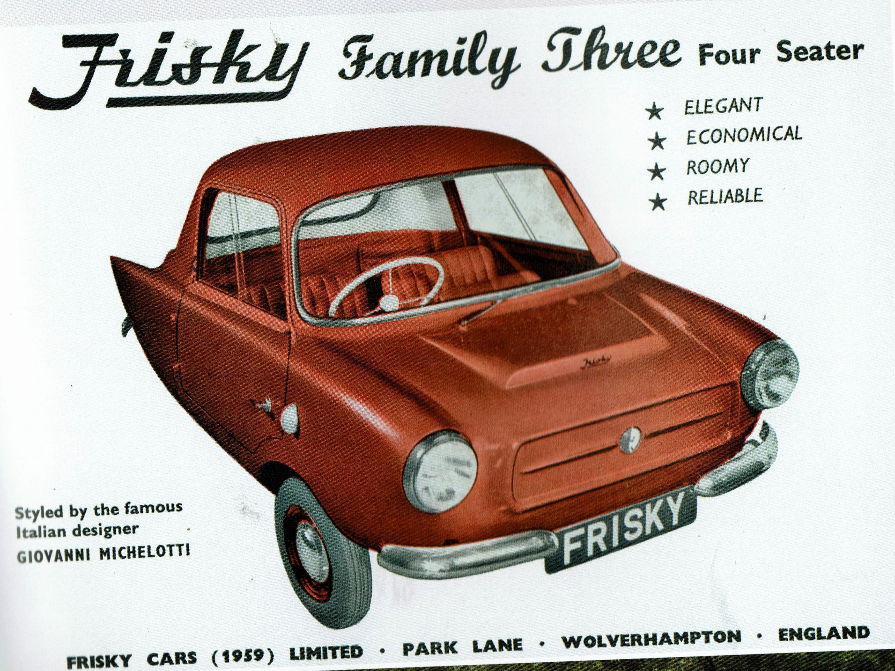 a three-wheeled tiny red car