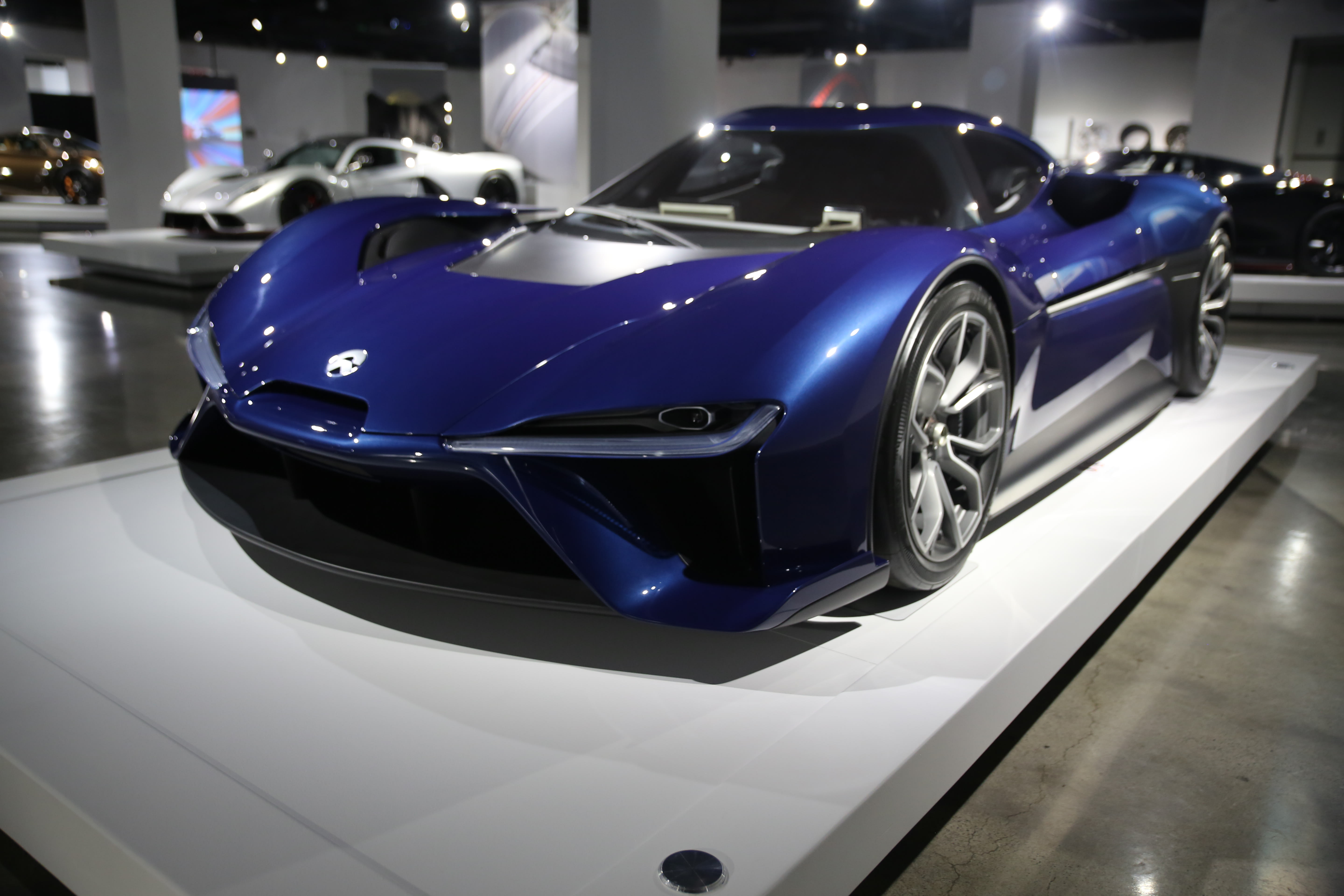 blue car on display at The Petersen Automotive Museum