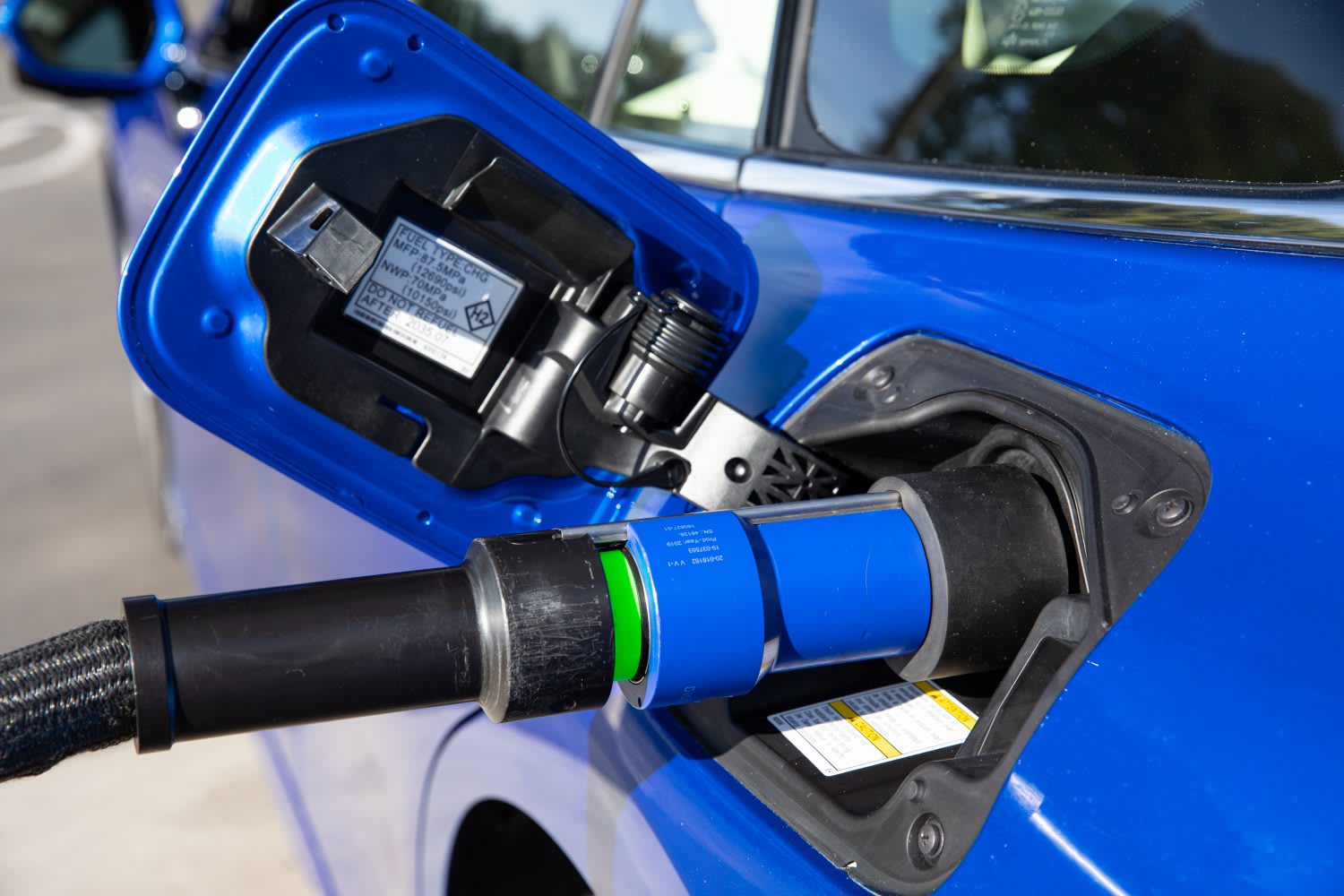 2021 Toyota Mirai at a gas station