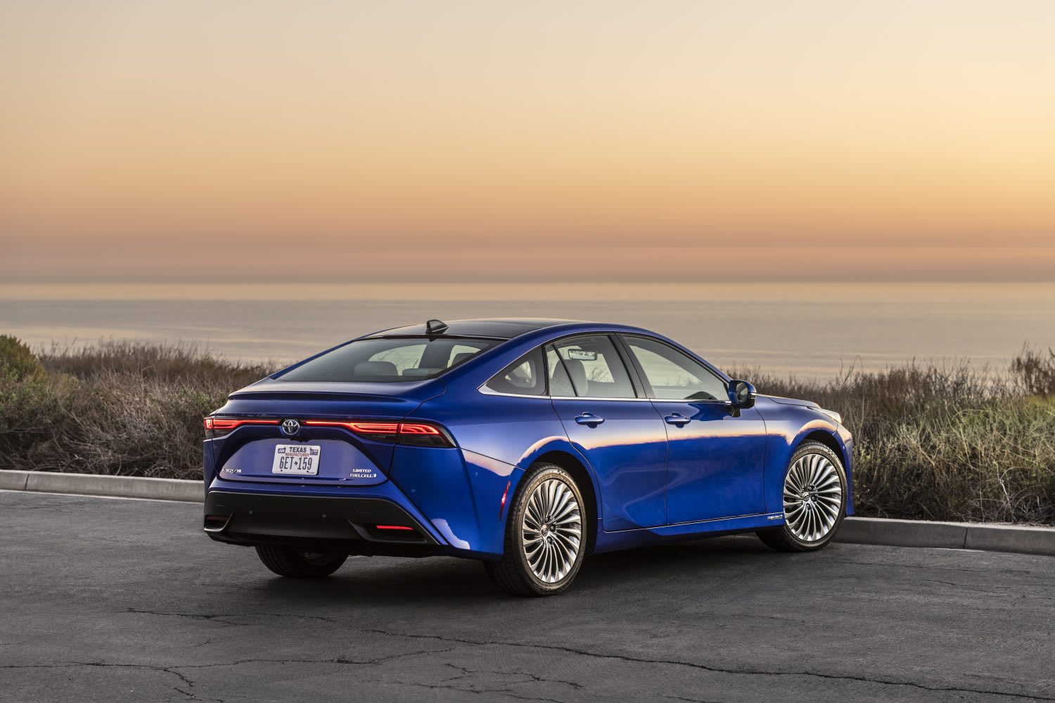2021 Toyota Mirai with nice scenic background.