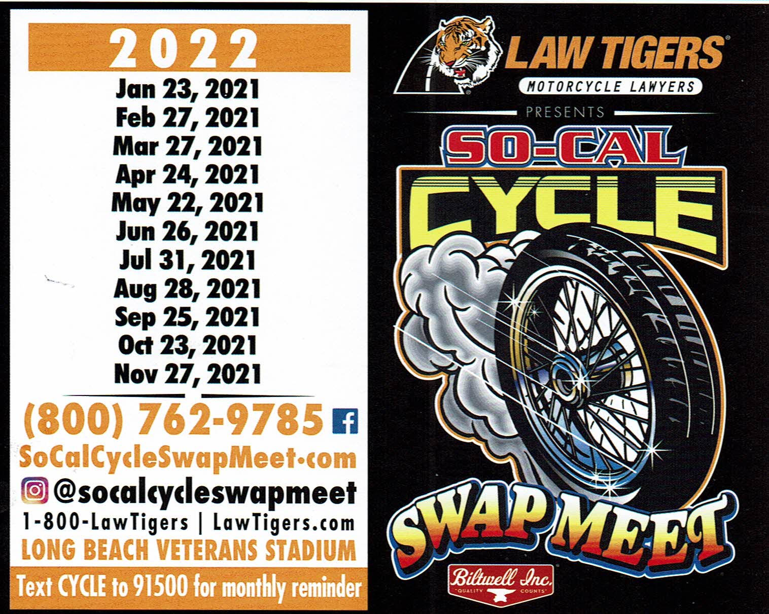 the schedule for SoCal Cycle Swap Meet for 2022