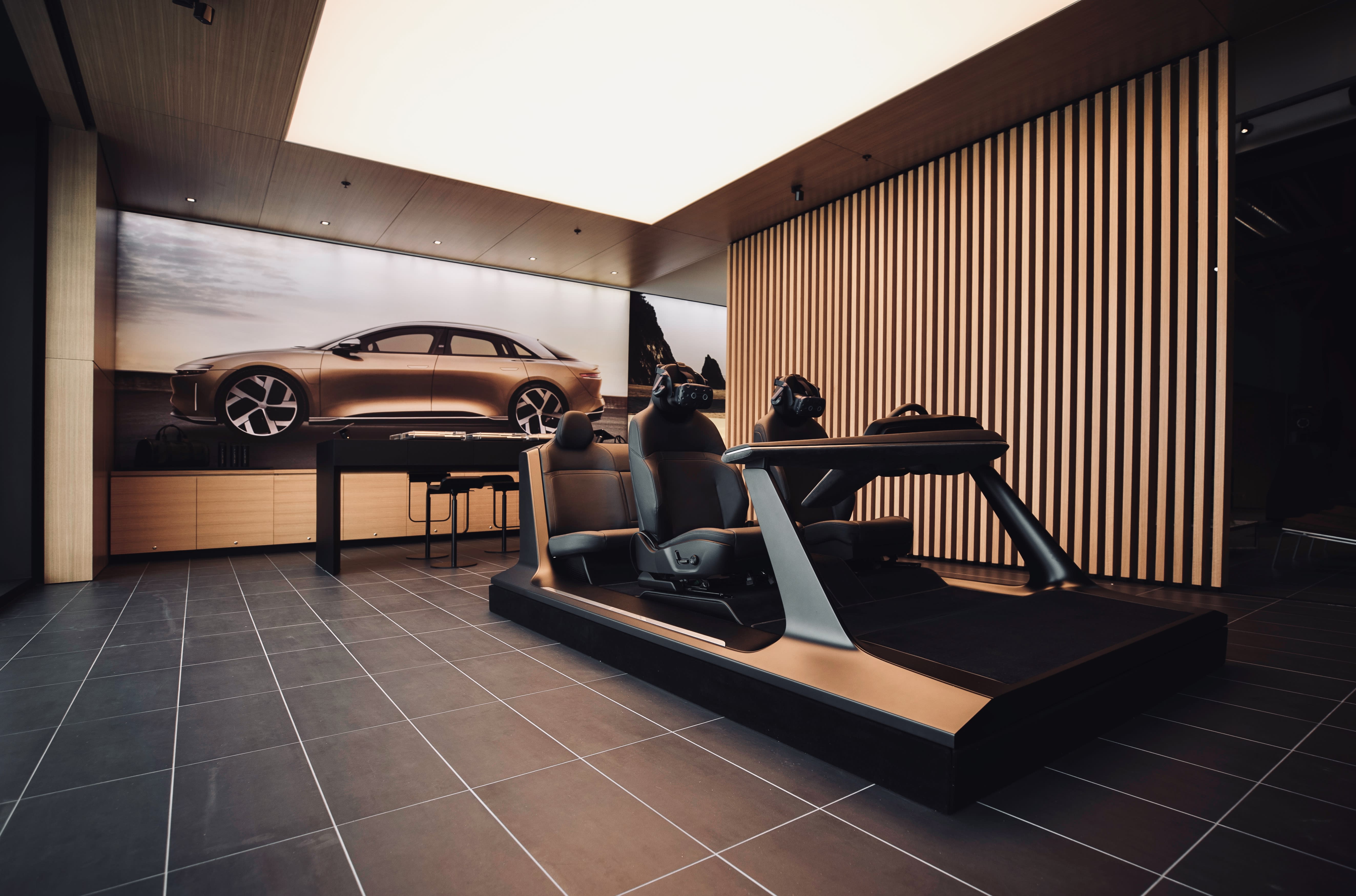 The VR machine at the Lucid Showroom in Beverly Hills