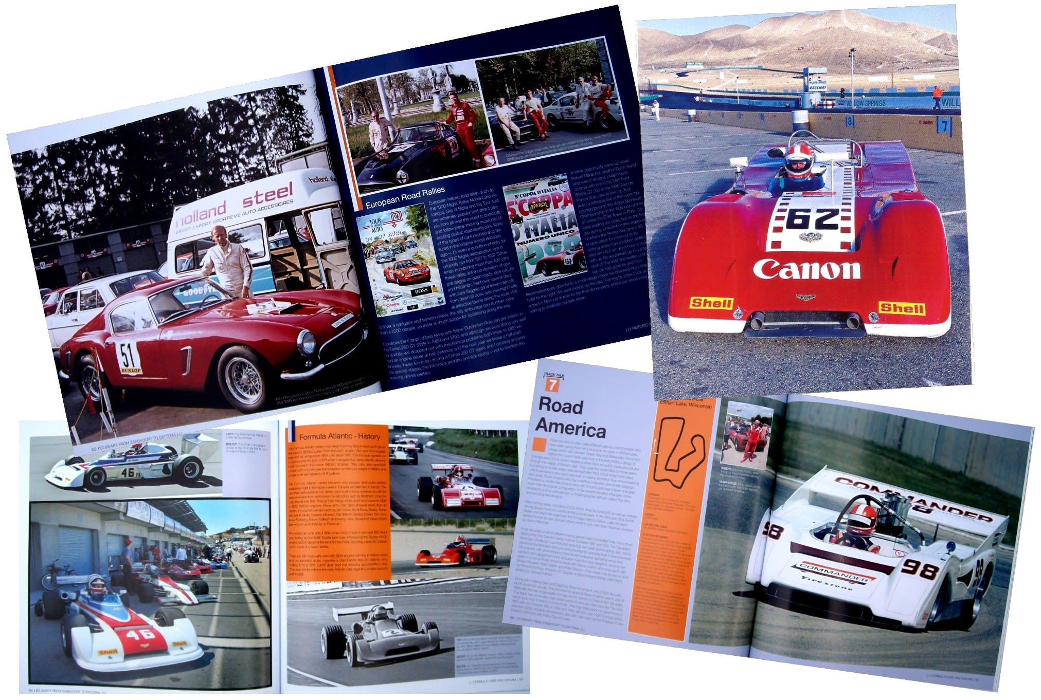 images from Ed Swart's autobiography, featuring him and his cars through his years as a professional racer.