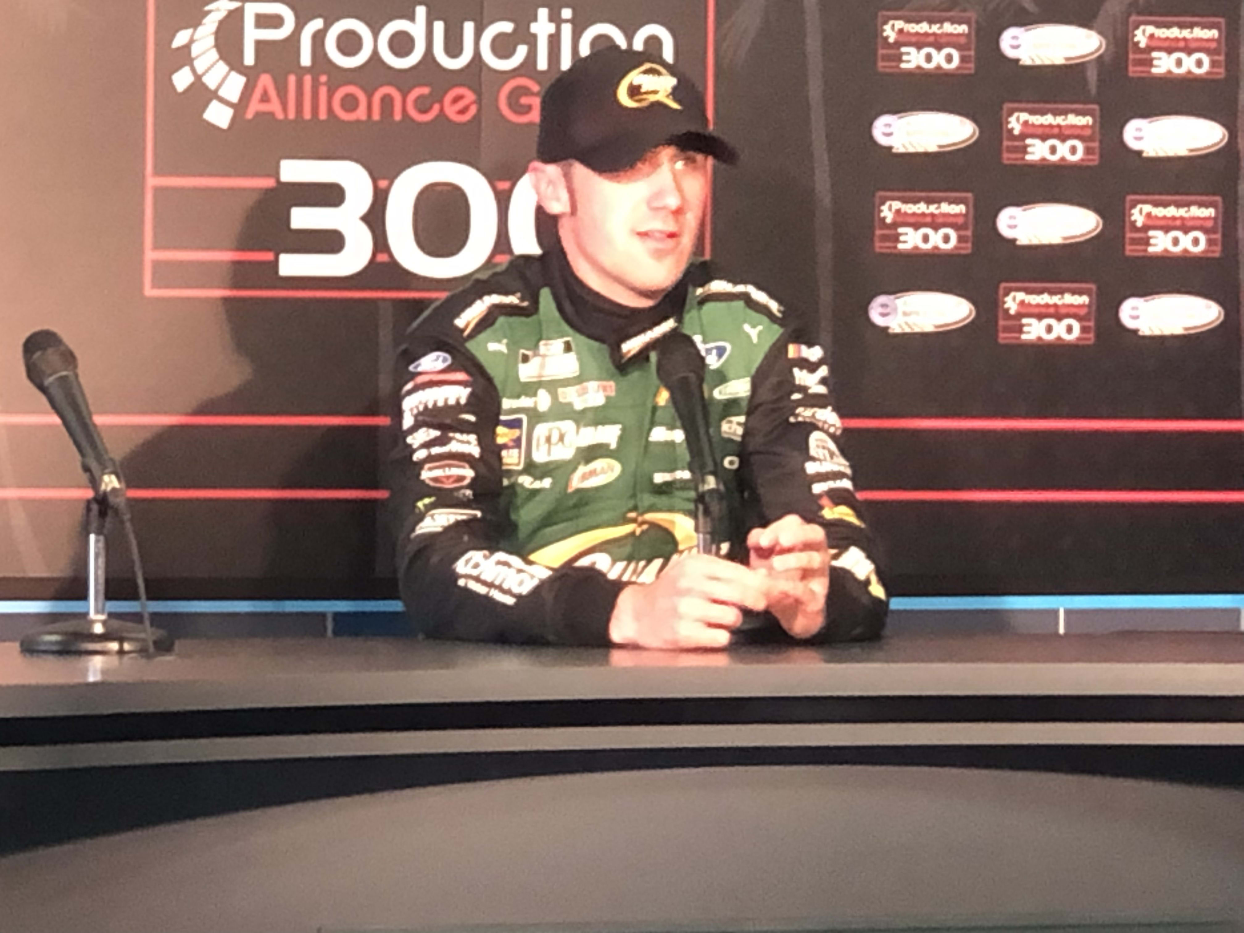 Austin Cindric speaking at the press conference