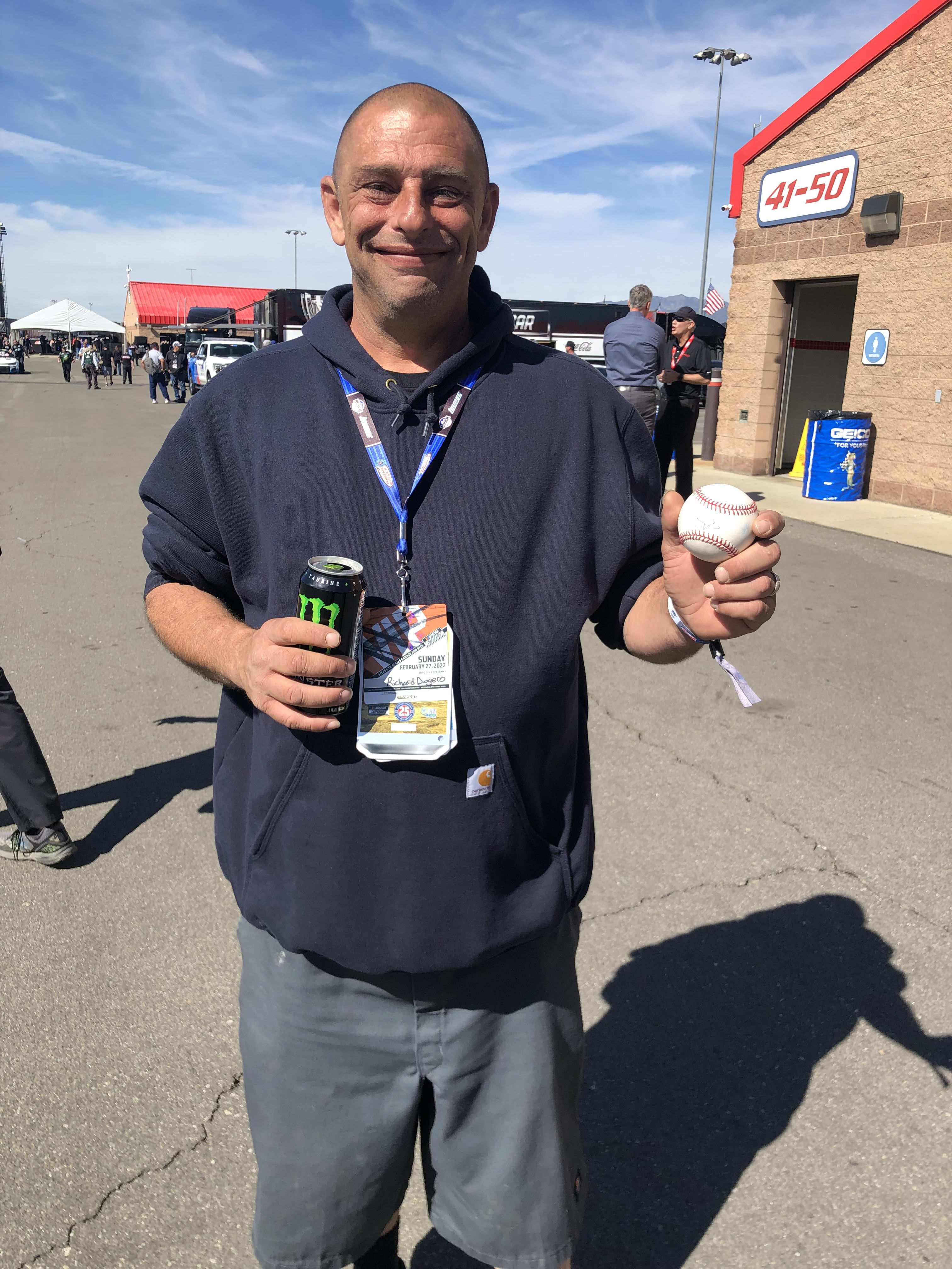 NASCAR and baseball fan with signed ball