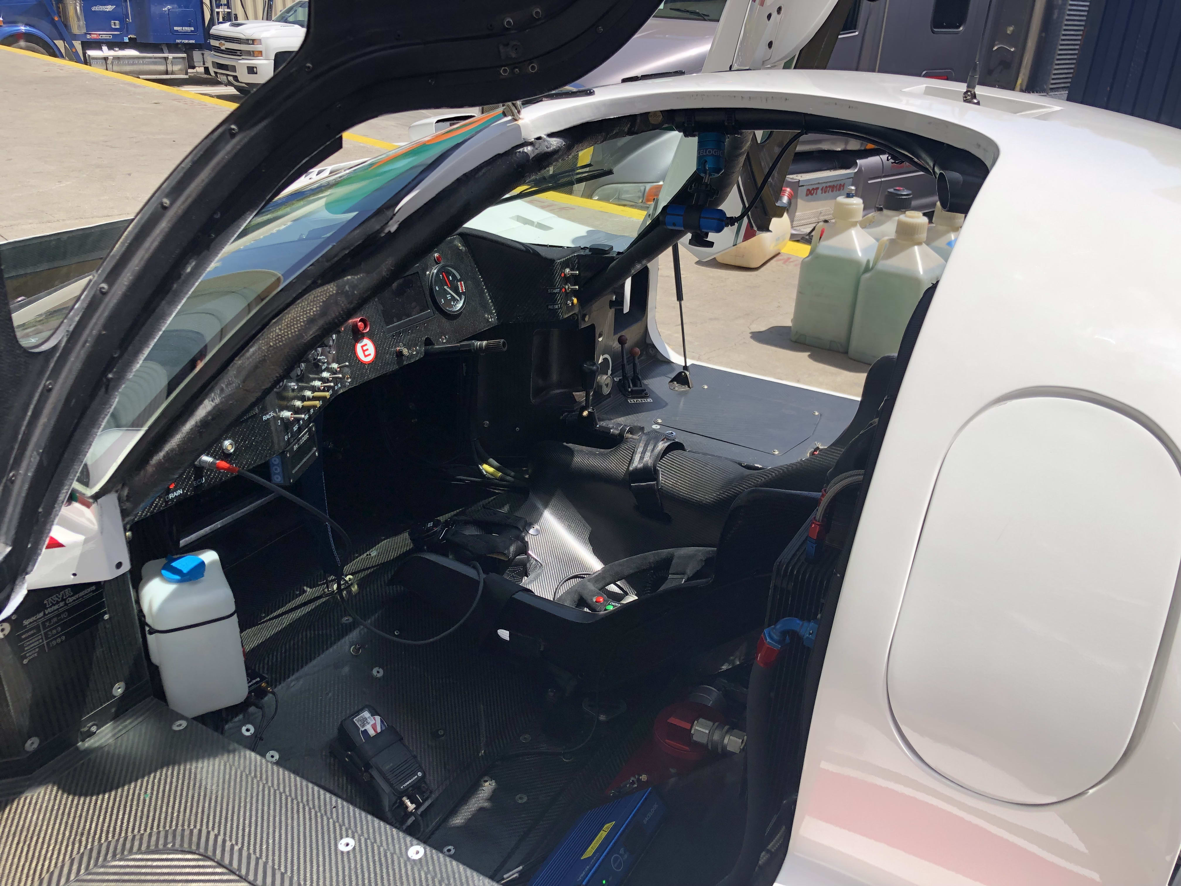 The seat of a gray race car at the Grand Prix of Long Beach 2022