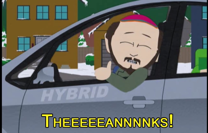 a screen shot from Season 10, Episode 2 of South Park, “Smug Alert”