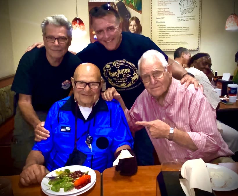 Chuck Regan, Ed Iskenderian, Steve Ford, and Doug Stokes at the birthday lunch for Isky's 101st birthday.
