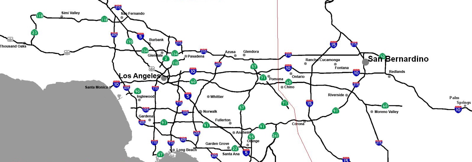 a map of the freeways of the greater Los Angeles region