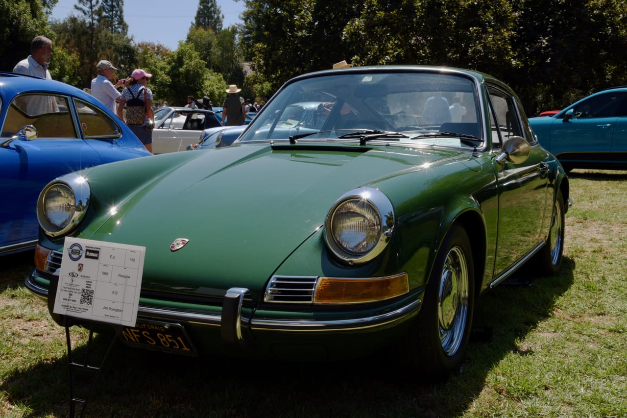 a green 1969 Porsche 912 at San Marino Motor Classic